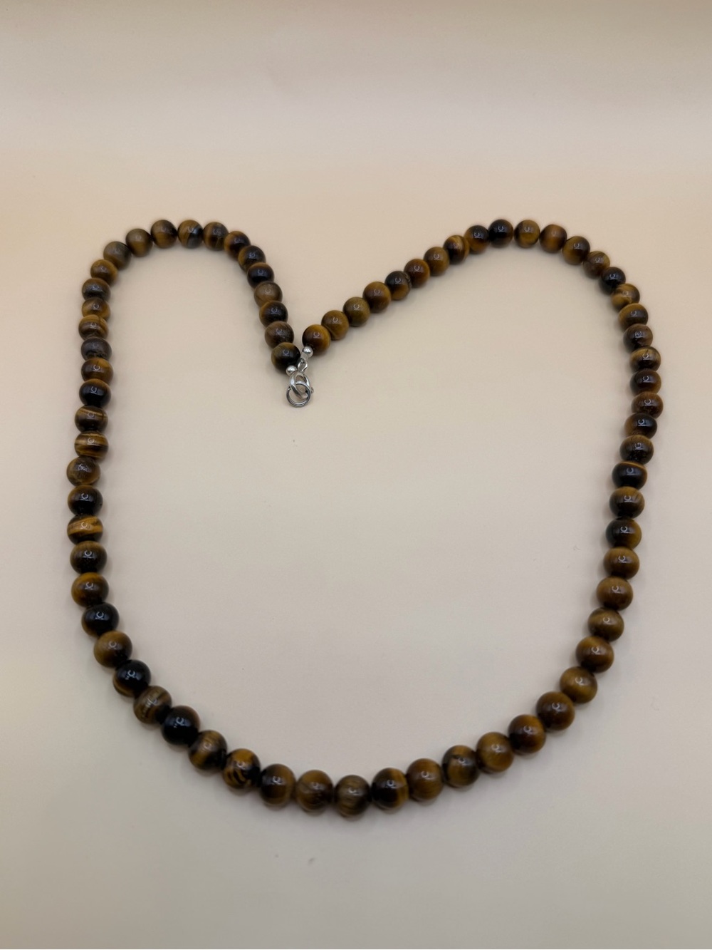 925 Sterling Silver Tiger Eye Collar Necklace 24”
